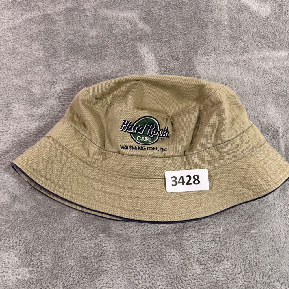 Hard Rock Cafe Bucket Hat Unisex L/XL Khaki Washington DC Cotton Souvenir